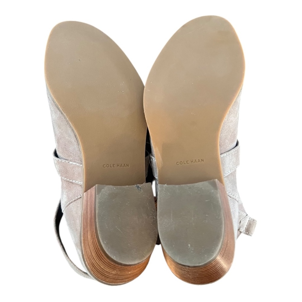 Cole Haan Jensynn Bootie Stone Taupe Suede Ankle Boots Buckle Heel Size 9 - Picture 6 of 8